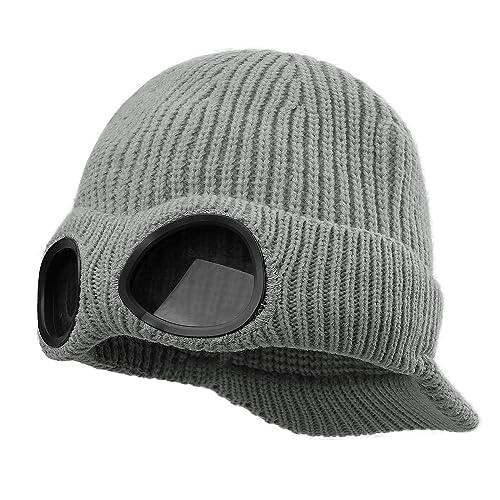 Clakllie Winter Visor Beanie Stretchy Cable Knitted Hats Stylish Skullcap Cold Weather Ski Snow Caps Cadet Newsboy Cap - color: Cdus-dnbc1-gray