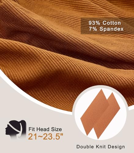 Slouchy Beanie for Women Men Thin Knit Winter Hat 93% Cotton Beanies - color: Brown