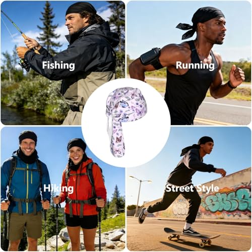 Durag Wicking Skull Caps Quick-Drying Cycling Cap Head Wrap Bandana Hats Liners for Men and Women - color: Caps 7