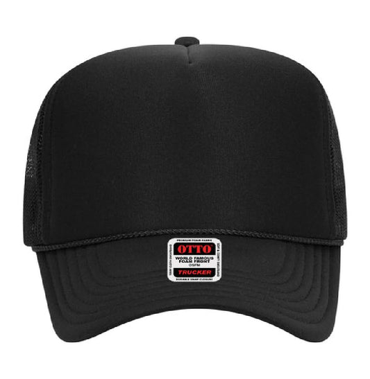 Otto Cap 5-Panel High Crown Mesh Back Trucker Hat - color: Black