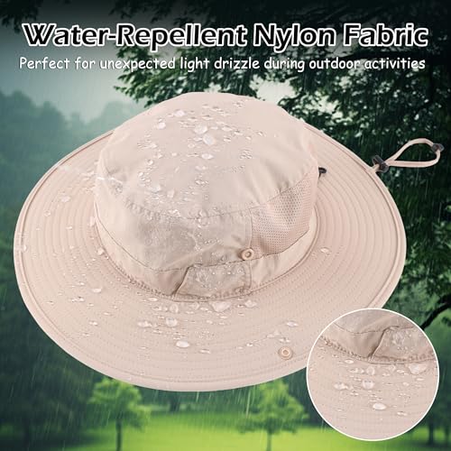 Connectyle Men's Sun Hat UPF 50+ Wide Brim Bucket Hats for Fishing Hiking Gardening Adjustable Boonie Hat Outdoor Safari Hats - color: Light Khaki