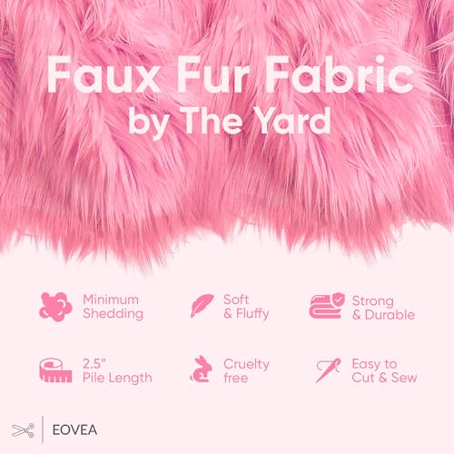 EOVEA Shaggy Faux Fur Fabric by The Yard – 60" Wide | Soft Furry Plush Fabric | Long Pile | Fluffy Craft Fake Fur for DIY, Cosplay, Costumes, Sewing, Apparel,Decorations - color: Baby Pink, size: 2 Yards
