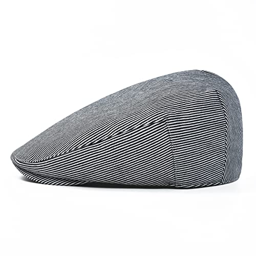 STARANCE Men Thin Cotton Gatsby Newsboy Cap - color: Black Stripe, size: 7 1/2