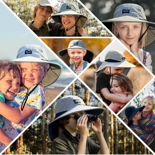 ZOORON Kids Sun Hat with Neck Flap Beach Fishing Bucket for Boys Girls - color: Turquoise