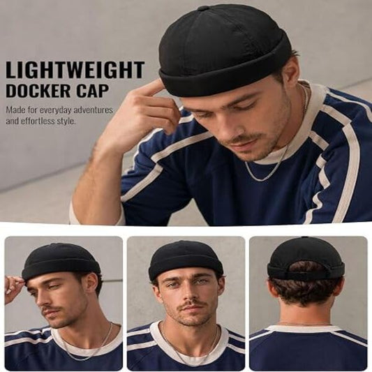 Unisex Navy Quick Dry Brimless Docker Cap Adjustable Strap
