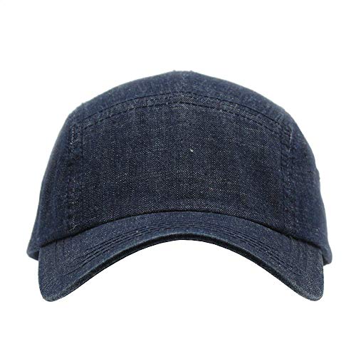 Washed Cotton Twill Five Panel Adjustable Camper Caps - color: Denim Navy