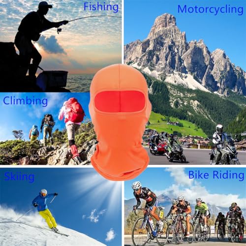 Balaclava Ski Mask, Windproof Sun Protection Full Face Cover for Men Women - color: Orange