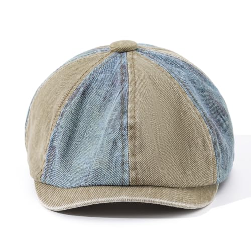 8 Panel Newsboy Cap Scally Cap Vintage Bakerboy Beret Cabbie News Flat Caps Ivy Cabbie Golf Hat Hooligan Driver Hats - color: Mg-blm2593-khaki