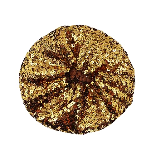 JUMISEE Sparkly Sequin Berets for Women Girls Fashion Beanie Hat Costume Accessories for Festival Party Dance - color: Coffee