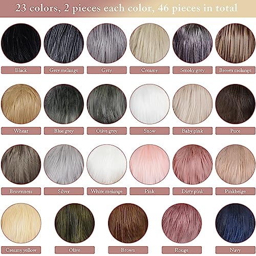 SIQUK 46 Pieces Faux Fur Pom Pom Fluffy Hat Pom Pom Balls with Elastic Loop DIY Faux Fox Fur Pom Pom for Hats Beanie Shoes Scarves Gloves Bags Accessories(Soft Color) - color: Soft Color