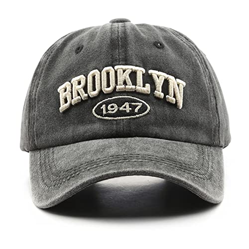 Brooklyn Hat Vintage Brooklyn 1947 Dad Hat Washed Cotton Unstructured Baseball Cap for Men & Women - color: Navy Blue
