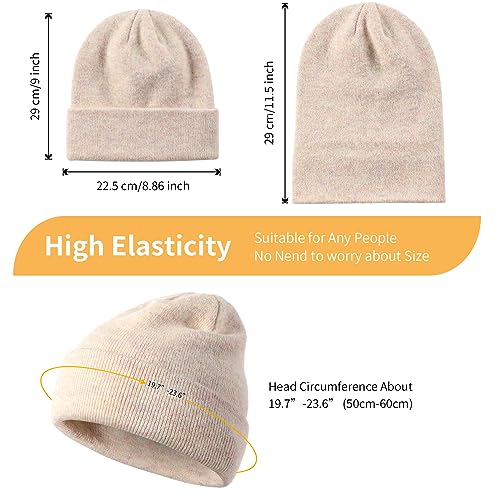 Achiou Beanie Hat, Winter Warm Cuffed Knit Cap for Women Men - color: Pale Yellow