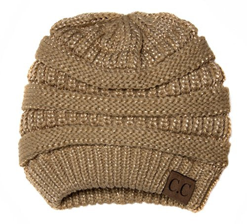 Gravity Threads Knit Soft Stretch Beanie Cap - color: Metallic Gold