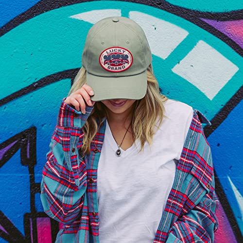 Lucky Brand Classic Cotton Adjustable | Dad Hat | Baseball Cap | Golf | Fishing | Low Profile | 5 Panel Design - color: Oval Clover Patch - Moss