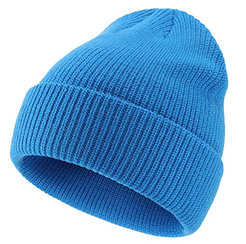 Connectyle Classic Double Layer Knit Beanie Hat Warm Thick Acrylic Winter Hats Daily Cuffed Beanies Watch Hat for Men Women - color: Bright Blue