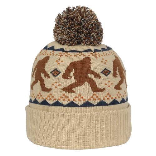 Outdoor Cap Unisex Adult Sasquatch Knit Beanie with Cuff & Pom - color: Oatmeal
