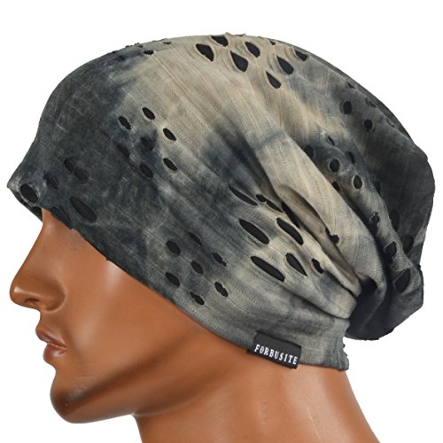 Mens Slouch Hollow Beanie Summer Skullcap B090 - color: B-grey
