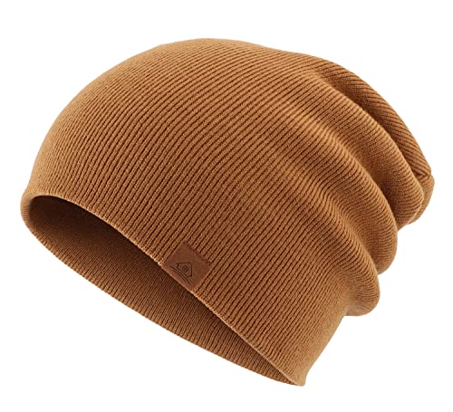 Home Prefer Mens Winter Hats Acrylic Knit Cuff Beanie Cap Warm Womens Beanie Hat - color: Camel