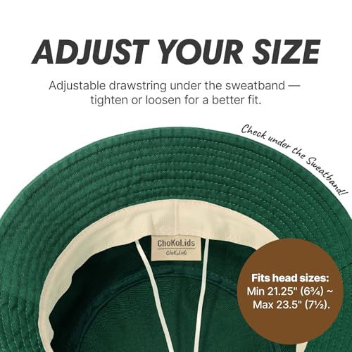 Hot Summer Bucket Hat - Trendy Cotton Sun Hat for Beach, Golf, Fishing - color: Hunter Green