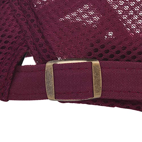 VOBOOM Men Mesh Newsboy Flat Cap Ivy Cabbie Newsboy Cap - color: Burgundy