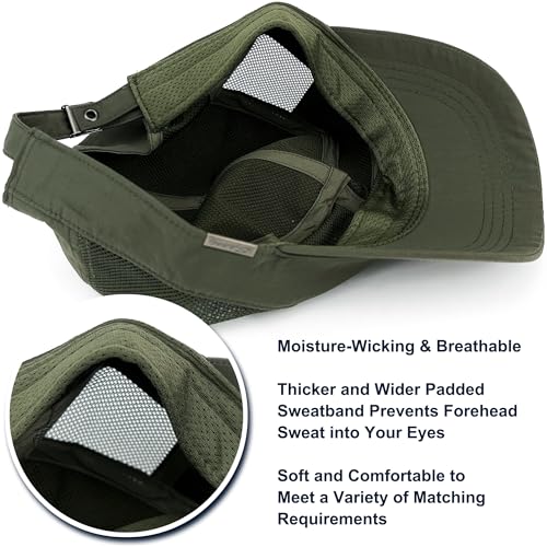 Loneshark Water Resistant Military Hat Quick Dry Cadet Cap Army Flat Top - color: Sport-logo-w-mesh-green