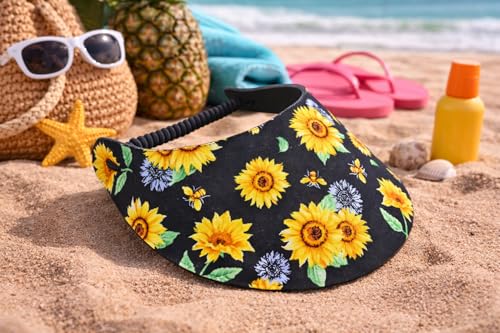 Women's Flower Design Lightweight Packable Foam Visor for Sun Protection & Outdoor Activities - color: Sunflower 8