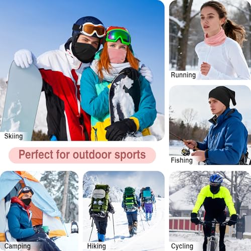 LUOLIIL VOE 2 Pack Winter Neck Gaiter Warmer for Men&Women,Windproof Face Cover Fleece Face Mask Scarf for Cold Weather Sport - color: Black+pink