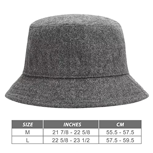 GADIEMKENSD Winter Bucket Hat - Premium Wool, Packable, Plain Colors, Unisex Warm Hat - color: Dark Gray, size: Medium
