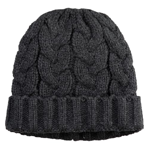 e4Hats.com Chunky Cable Knit Cuff Long Beanie - color: Charcoal