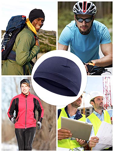 Syhood 4 Cotton Skull Caps for Men Women Sleep Night Hat Beanie - color: Gray, Wine Red, Navy Blue, Black