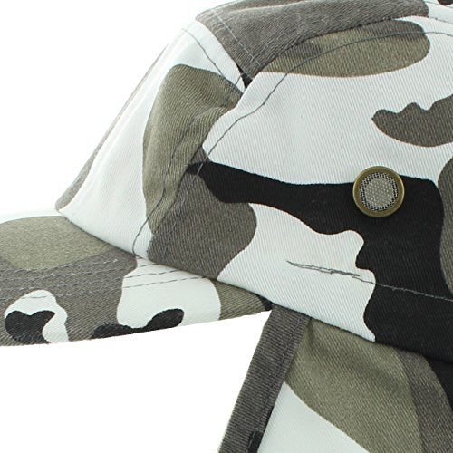 JFH 4 Panel Adjustable Outdoors Fishing Cap with Ear and Neck Flap Sun Cover Unisex - color: City Camo