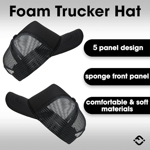 Funky Junque Blank Mesh Foam Lightweight Snapback Trucker Hat - color: 3 Pack - Black, Hot Pink, Neon Yellow