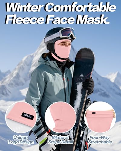 Ski Mask Balaclava for Men Women Windproof Thermal Winter Full Face Mask Cold Weather Skiing Snowboarding Neck Gaiter - color: Pink