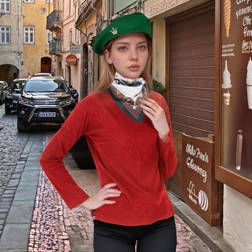 choyaxo 3pcs French Beret Hat Set Costume Accessories Set Including Beret Hat Scarf Crown Pin for Women French Themed Party - style: Fashion Style