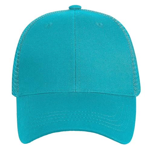 Falari Trucker Hat Baseball Cap Structured Plain Design 6 Panel, Adjustable Size - color: 1pk Turquoise