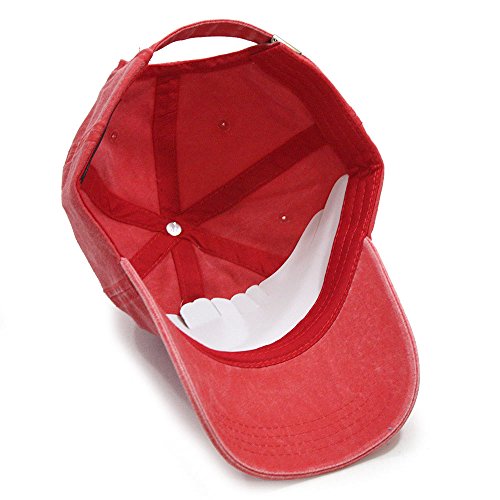 Classic Blank Dad Hat Cotton Adjustable Strap Baseball Cap - color: Red Washed