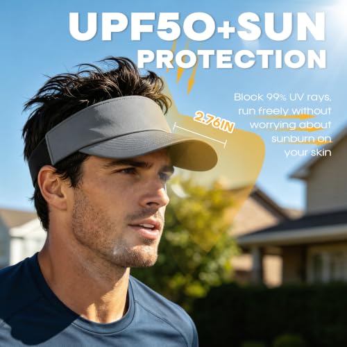 Sukeen Sports Sun Visor Hat for Women Men Lightweight Stretchy Quick Dry Cooling Athletic Visor Hat for Running, Tennis, Golf Grey
