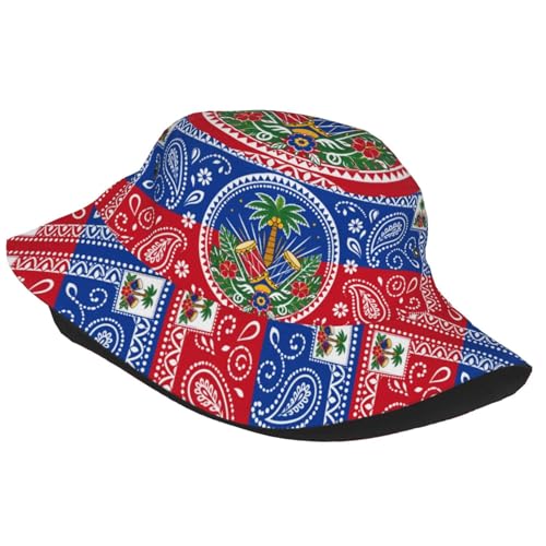 Bucket Hat for Men Women Packable Sun Hats Fisherman Outdoor Summer Travel Hiking Beach Caps - color: Haiti Paisley
