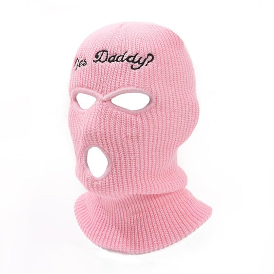 3 Hole Ski Mask Yes Daddy Balaclava Winter Full Face Cover Knit Beanie Spring Breakers Ski Mask for Men and Woman Sexy - color: Pink
