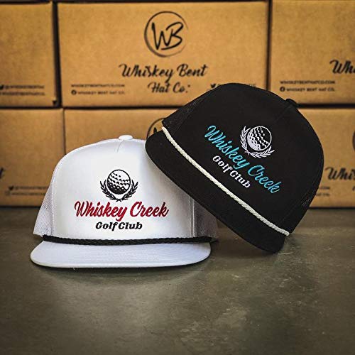 WHISKEY BENT HAT CO. Whiskey Creek Golf Club Adjustable Snapback Golf Hat w/Rope - color: Black