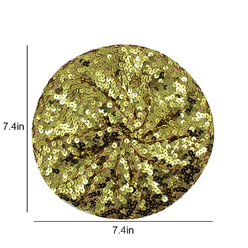 JUMISEE Sparkly Sequin Berets for Women Girls Fashion Beanie Hat Costume Accessories for Festival Party Dance - color: Gold