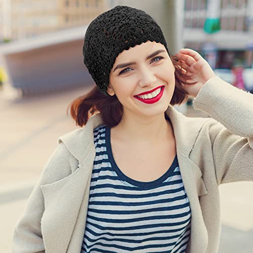 JenPen 4 Pcs Women Crochet Slouchy Beanie Hat - color: Khaki,wine Red,black,beige, size: One Size