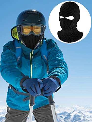 WILLBOND 2 Pieces Knitted Full Face Cover 2-Hole Winter Ski Balaclava Face Covering for Adult Supplies - color: Black, White