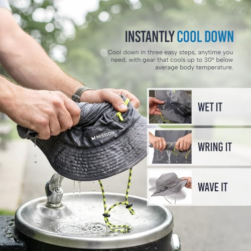 MISSION Cooling Anywhere Boonie Hat - Unisex Wide-Brim Hat for Men & Women - Cools Up to 2 Hours - UPF 50 Sun Protection - color: Charcoal