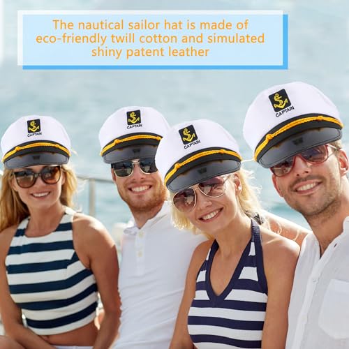 8 Pieces Captain Hats Adjustable White Sailors Navy Marine Admiral Caps for Yacht Theme Party Costume Accessory - color: Style 5