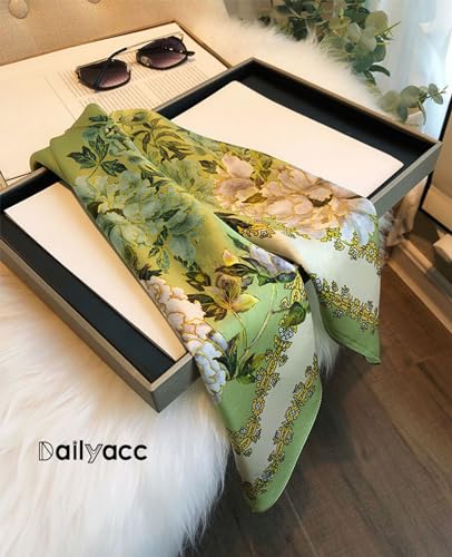 Dailyacc Hair Bandanas Scarf For Women Lightweight Fashion Neck Silk Satin Head Scarves For Sleeping Handbags Scarf - color: 26-fruit Green/27.5*27.5in