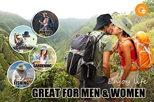 Mens Sun Hat Wide Brim Breathable Mesh UPF 50+ Waterproof Fishing Hat Safari Hat Foldable Boonie Cap - color: Navy Blue