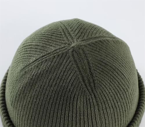 Connectyle Thick Cuffed Beanie for Men & Women Double Layer Knit Winter Hat Acrylic Watch Hat Warm Stocking Skull Cap - color: Army Green