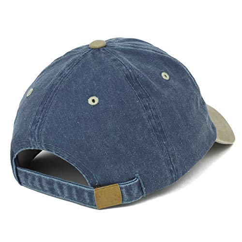 Trendy Apparel Shop Low Profile Unstructured Pigment Dyed Two Tone Baseball Cap - color: Navy Khaki
