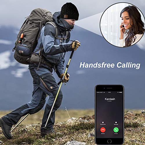 Wireless Music Hat Beanie for Men Women Wireless Headset Headphones Audio Boys Girls Winter Cap with Speaker Mic Hands Free Outdoor Sport Stereo Earphone Earpieces Warm Black - color: Warm Black